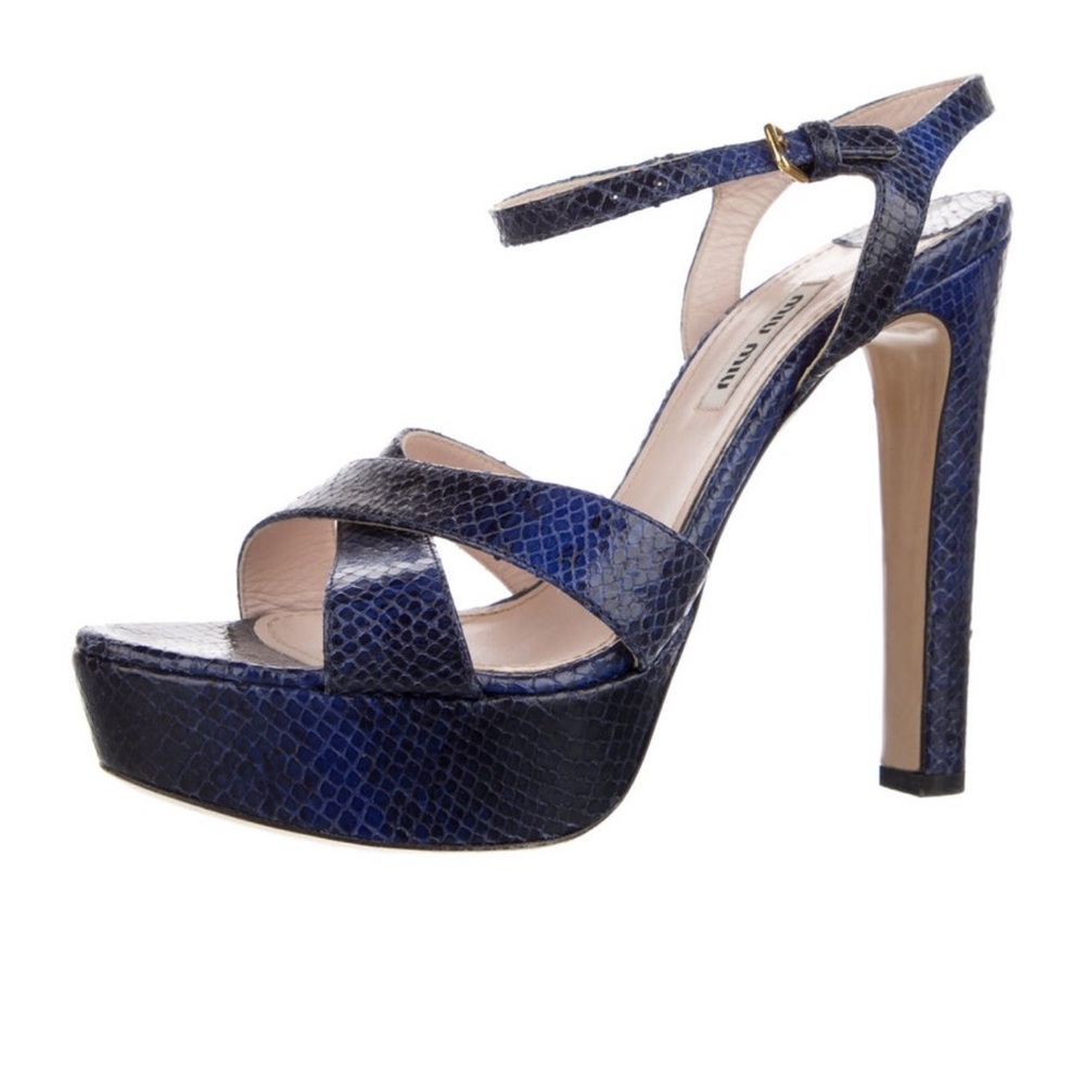 Miu Miu Navy Snakeskin Heels - Picture 5 of 5